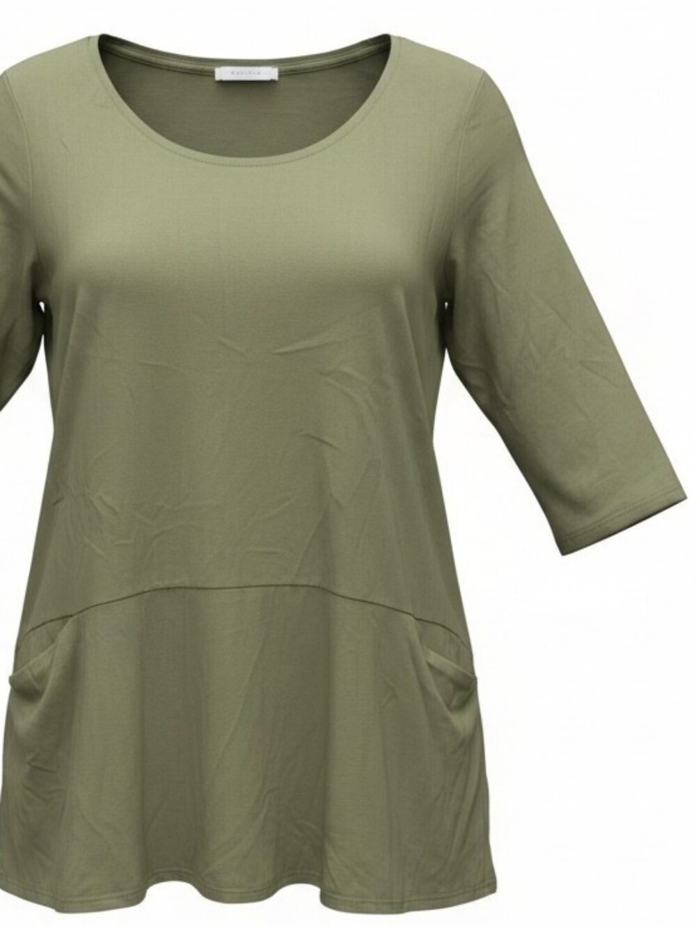 PURE JILL | Sage Olive Pima Cotton Tunic Pockets Relaxed Long Sleeve Top | XL‎ T